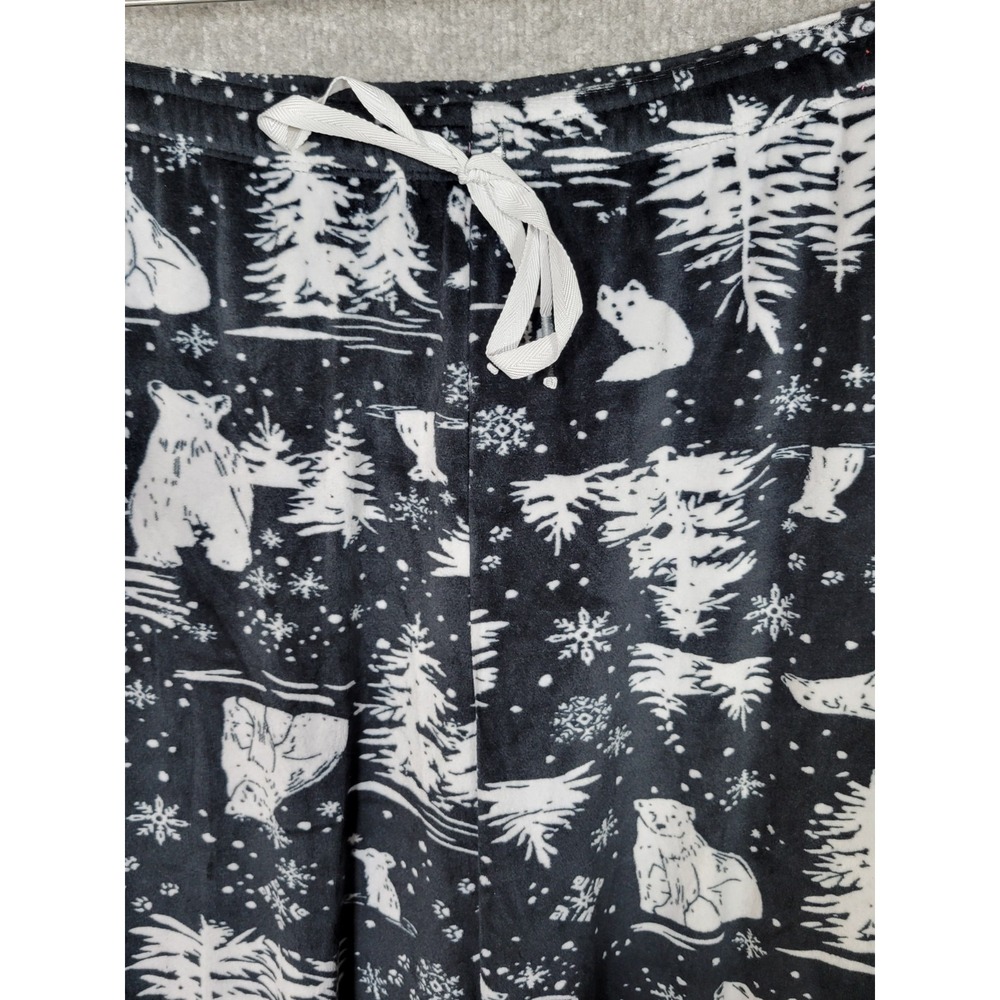Cuddle Duds Jogger Pajama Lounge Pants Womens Sz PXL Black White‎ Velour Bears - Picture 4 of 8
